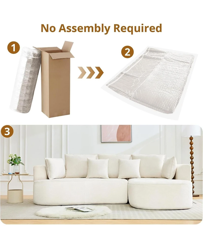 gaomon Sectional Cloud Modular Modern Curved Sofa with Chaise Lounge Chenille Fabric Convertible Compression Sleeper Sofa