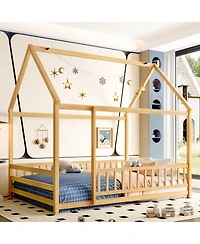 flynama Wooden Floor Bed House Roof Frame Fence Guardrails