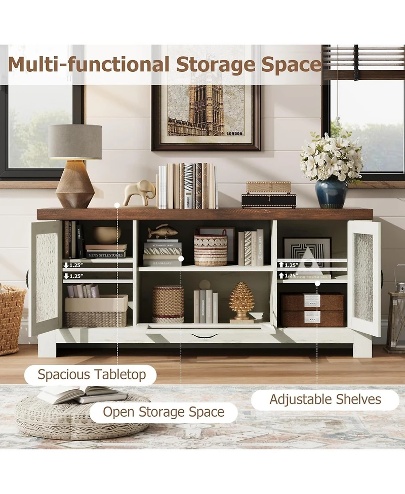 gaomon Tv Stand for 65 Inch Tv, Farmhouse Entertainment Center with Acrylic Door Storage Cabinet & Adjustable Shelves