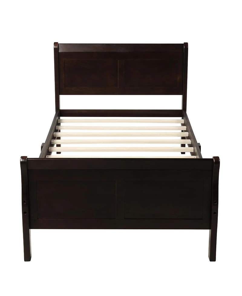 flynama Wood Platform Sleigh Bed Frame with Headboard Footboard Wood Slat Support Mattress Foundation