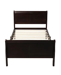 flynama Wood Platform Sleigh Bed Frame with Headboard Footboard Wood Slat Support Mattress Foundation