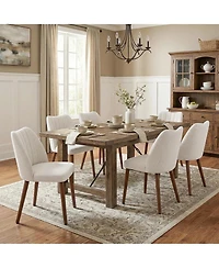 gaomon Wooden Dining Chairs Set of 6,Upholstered Dining Chairs Modern Fabric Kitchen Chairs with Back for Kitchen,White