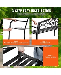 Gouun Metal Outdoor Garden Bench with Backrest and Armrests
