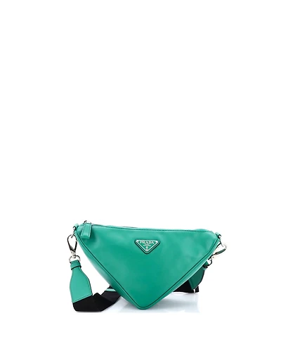Pre-Owned Prada Small Triangle Logo Zip Crossbody Bag Soft Leather
