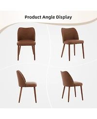 gaomon Dining Chair Set of 6,Linen Upholstered Dining Chair with Solid Wood Legs,Wing Backrest,Wooden Kitchen Chair,Kitchen Chairs with Thick Cushions