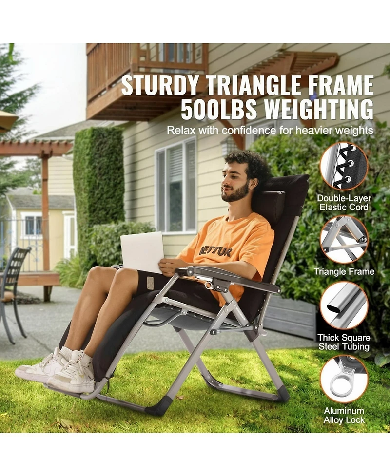 Gouun Zero Gravity Reclining Lounge Chair with Cushion and Headrest