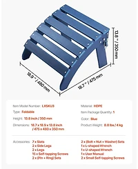 Foldable Hdpe Outdoor Adirondack Ottoman in Vibrant Blue