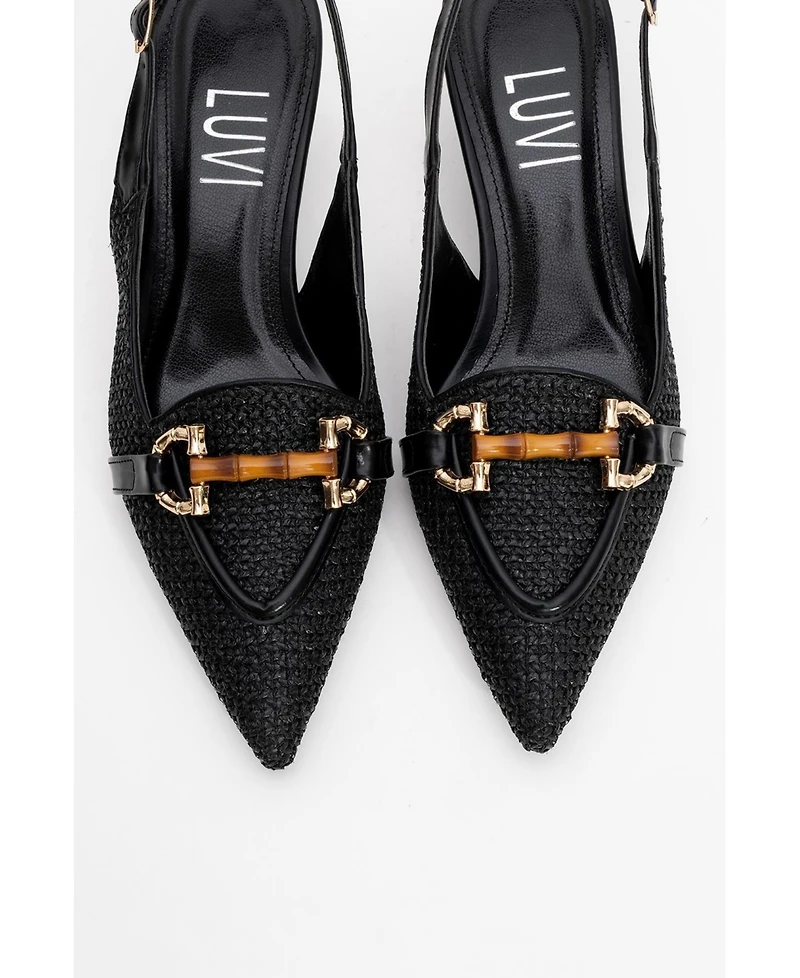 Prologue Shoes Women's Osca Pointed Toe Buckled Slingback Pump