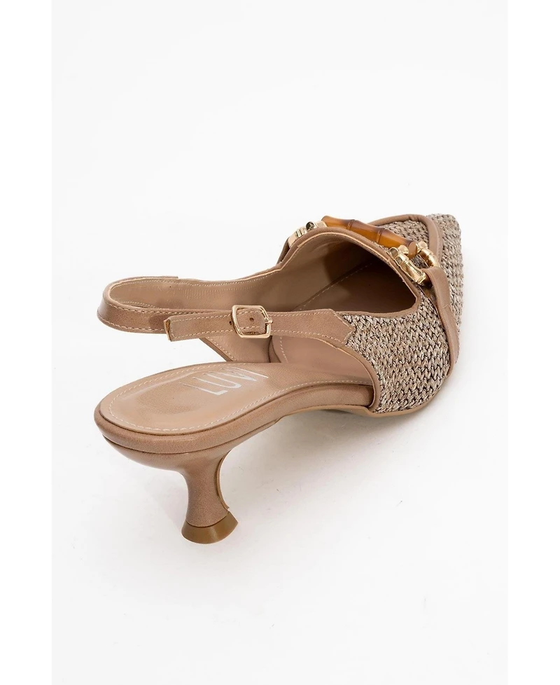 Prologue Shoes Women's Osca Pointed Toe Buckled Slingback Pump