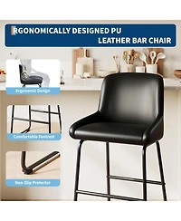 gaomon Bar Stools Set of 3,Pu Leather Counter Height Barstools with Back and Footrest,Upholstered Chairs for Dining Room Kitchen Island