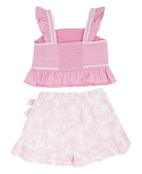 Rare Editions Baby Girls' Flutter Sleeve Top and Elastic Waistband Shorts, 2-Piece Set