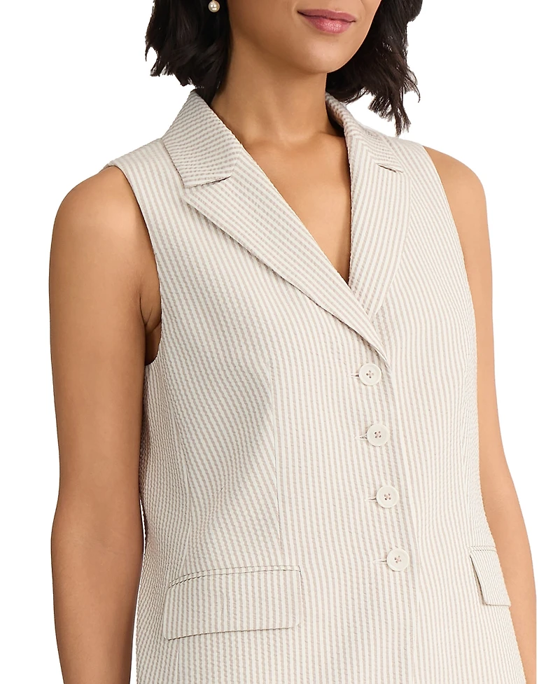 Jones New York Women's Sleeveless Button Front Lapel Vest