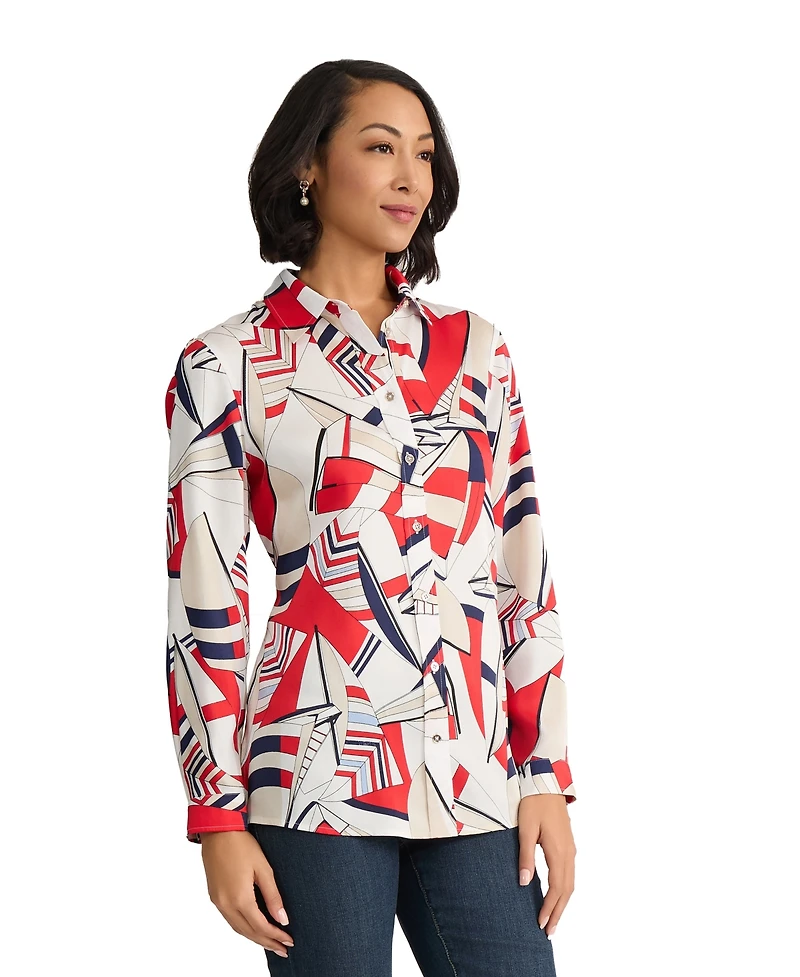 Jones New York Women's Collared Polyester Blouse