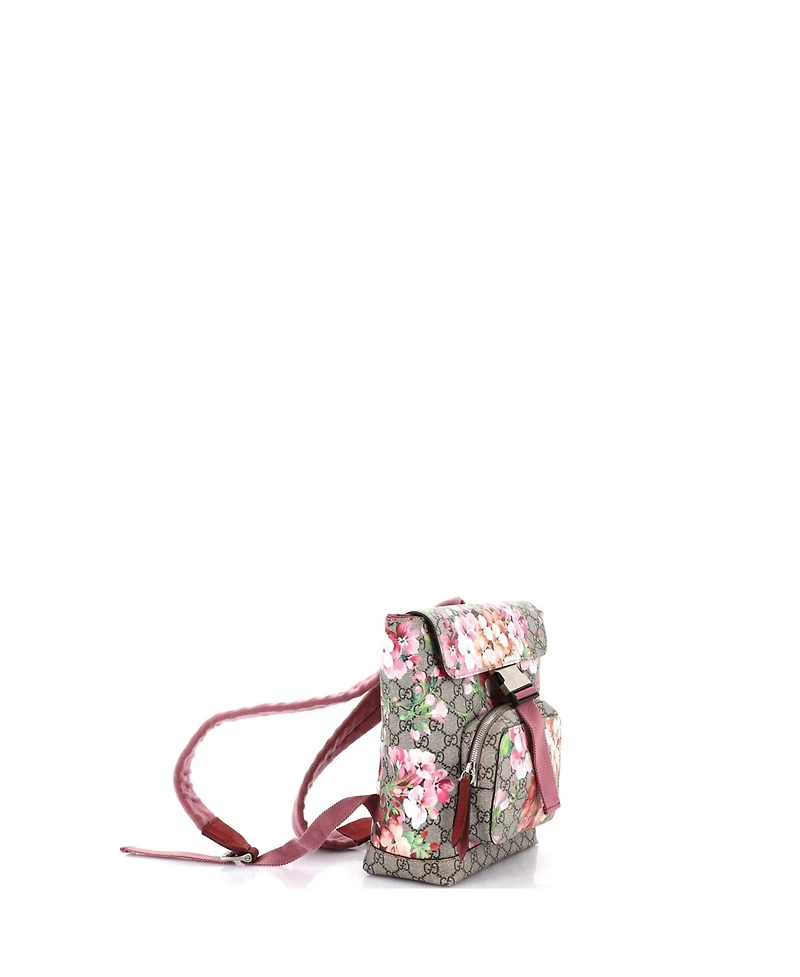 Pre-Owned Gucci Small Buckle Backpack Blooms Print Gg Coated Canvas