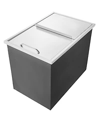 Mecale Drop-In Stainless Steel Ice Chest, 40.9 Qt with Sliding Lid