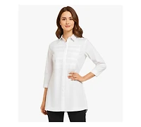 Stella Carakasi Women's Cotton Poplin Button-Front Unique Handmade Bib Pitch Perfect Tunic