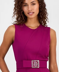 Anne Klein Women's Belted Sleeveless Fit & Flare Dress