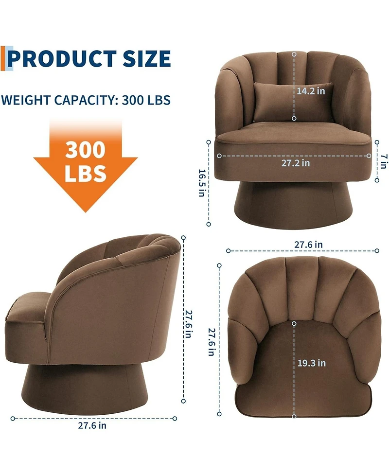 gaomon Modern 360° Swivel Barrel Accent Chair