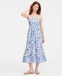 On 34th Women's Cotton Poplin Back-Cutout Tiered Midi Dress, Macy's Exclusive