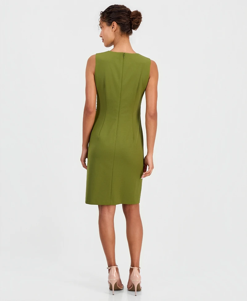 Anne Klein Women's Pleat-Waist Scuba Crepe Sheath Dress
