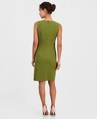 Anne Klein Women's Pleat-Waist Scuba Crepe Sheath Dress