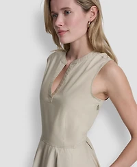 Dkny Jeans Women's Sleeveless V-Neck Midi Dress
