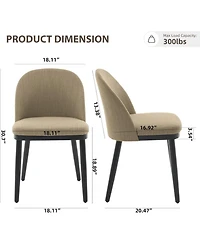 gaomon Linen Dining Chairs Set of 2, Upholstered Chairs with Curved Back and Wood Frame