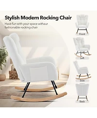 gaomon Nursery Rocking Chair with High Back & Armrests, Upholstered Glider for Bedroom