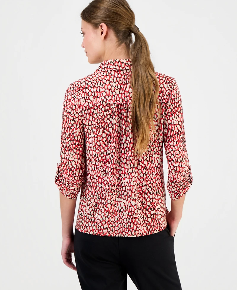 Anne Klein Essentials Petite 3/4-Sleeve Printed Top