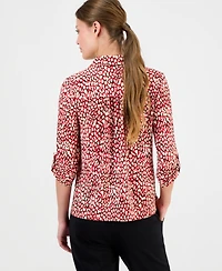 Anne Klein Essentials Petite 3/4-Sleeve Printed Top