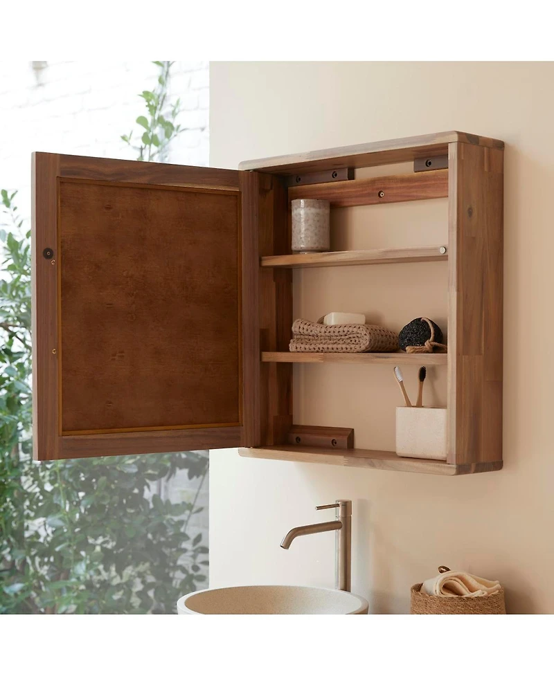 Tikamoon Lila solid acacia wood mirror bathroom cabinet