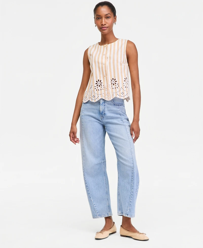 On 34th Women's Verano Stripe Linen-Blend Eyelet Vest, Macy's Exclusive