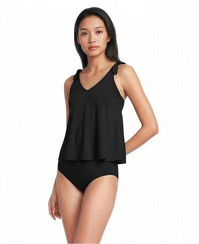 Lands' End Women's Dd-Cup Tie Shoulder Flutter Tankini Top