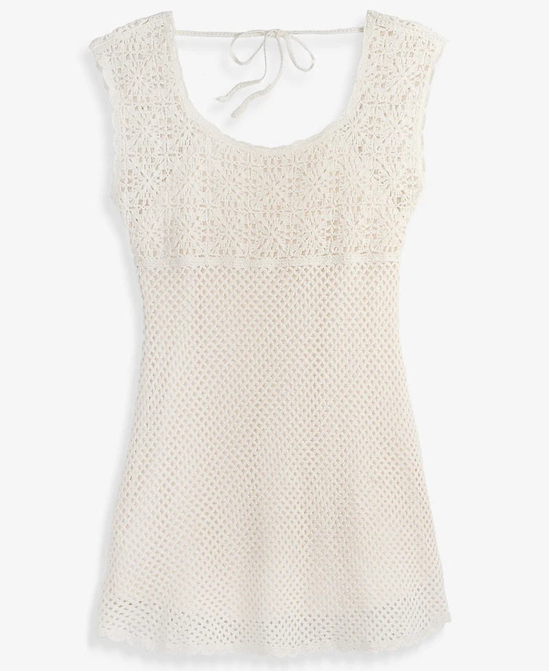 On 34th Women's Cotton Crochet Square-Neck Mini Dress, Macy's Exclusive