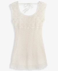 On 34th Women's Cotton Crochet Square-Neck Mini Dress, Macy's Exclusive