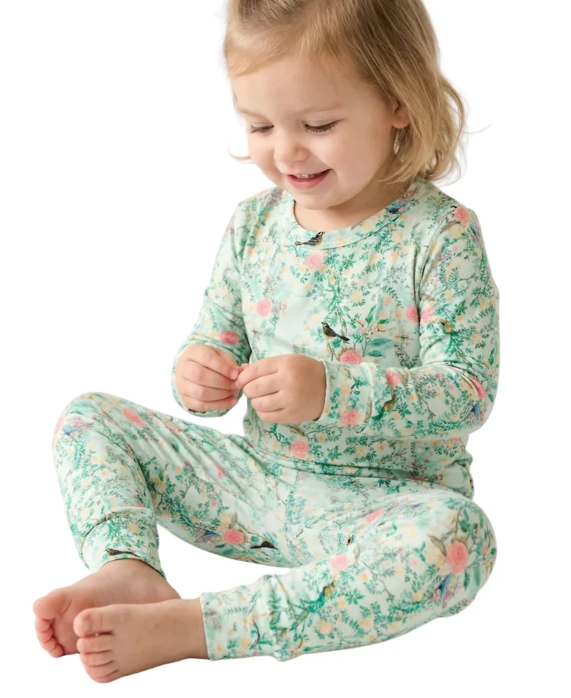 Motette Baby Girls Sage Blossom Pajama Set