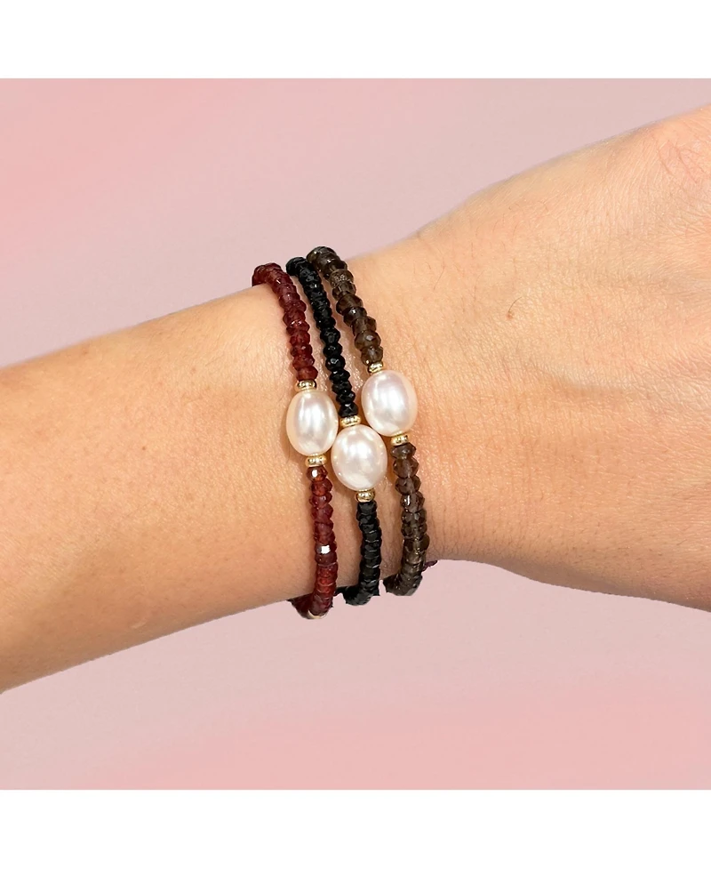 The Lovery Black Spinel Bead Pearl Bracelet 14k Gold