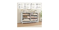 gaomon 6 Drawer Dresser for Bedroom, 47" Wide Modern Wood Chest with Black Ring Pull Handles