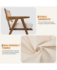 gaomon Mid-Century Farmhouse Accent Chair with Rattan Back