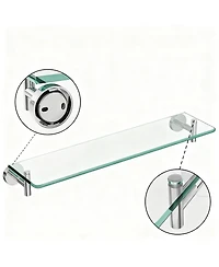 Yigii Glass Shelves Bathroom Chrome Stainless Steel Tempered Wall Mount