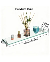 Yigii Glass Shelves Bathroom Chrome Stainless Steel Tempered Wall Mount