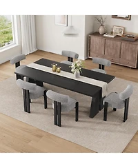 gaomon Boucle Dining Chairs Set of 6, Upholstered Kitchen Chairs with Curved Back & Wood Legs.