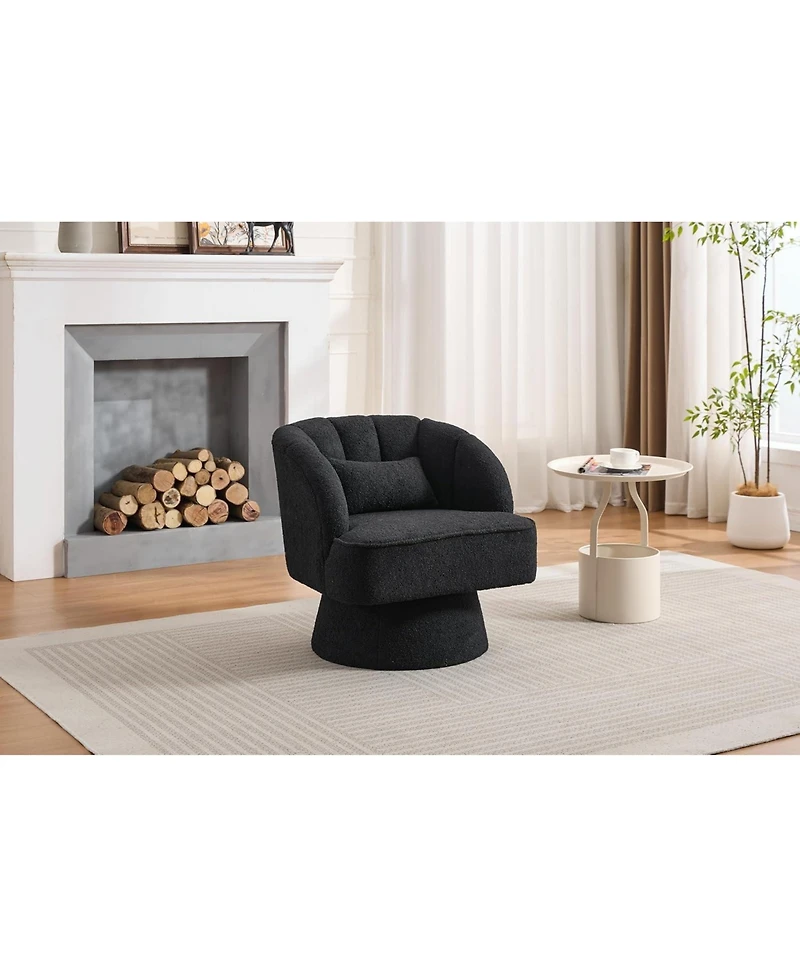 gaomon Teddy Fabric Modern Swivel Barrel Accent Chair