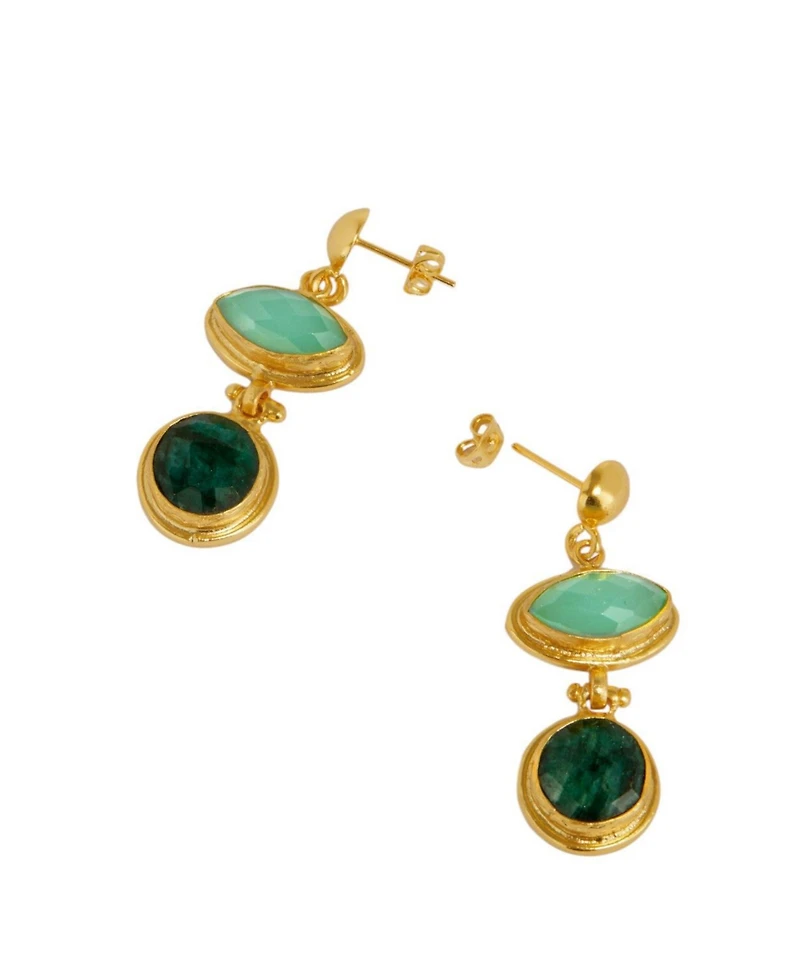 Ottoman Hands Melis Aqua and Emerald Drop Earrings