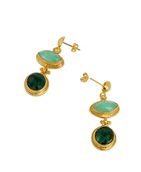 Ottoman Hands Melis Aqua and Emerald Drop Earrings