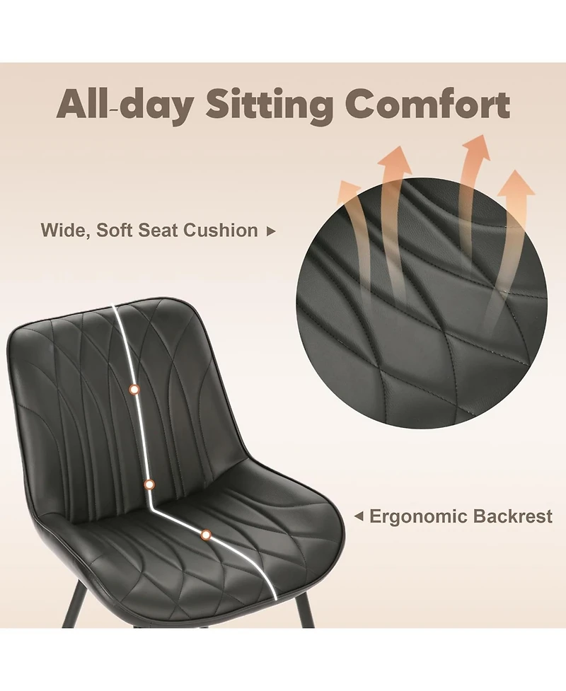 gaomon Mid Century Modern Dining Chairs Set of 4,Faux Leather Upholstered Kitchen and Dining Room Chairs with Backrest and Metal Legs,for Living Room