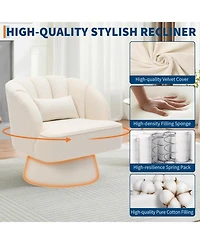 gaomon Modern Swivel Barrel Accent Chair, Velvet, Beige