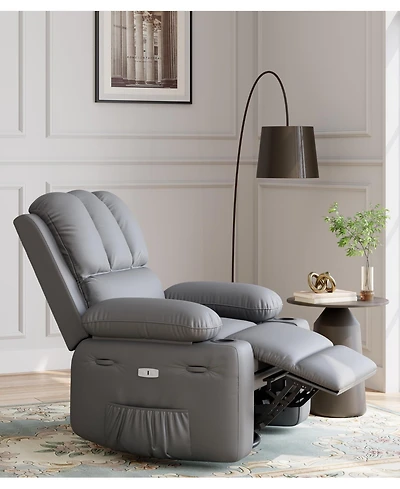 gaomon Manul Recliner Chair, Single Pu Leather Sofa with Side Pocket