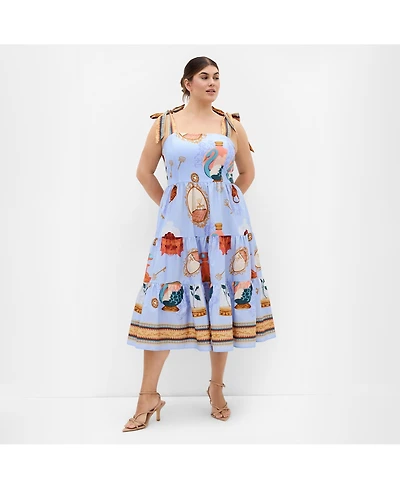 City Chic Women's Plus Casey Beauty Print Border Dress