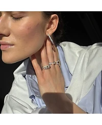 Suzy Levian Sterling Silver Cubic Zirconia Classic Large Hoop Earrings